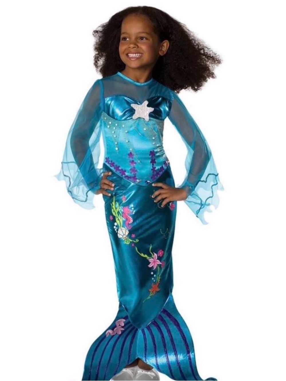 Rubie's Teal and Blue Mermaid Dress Costume with Starfish sequin Accent